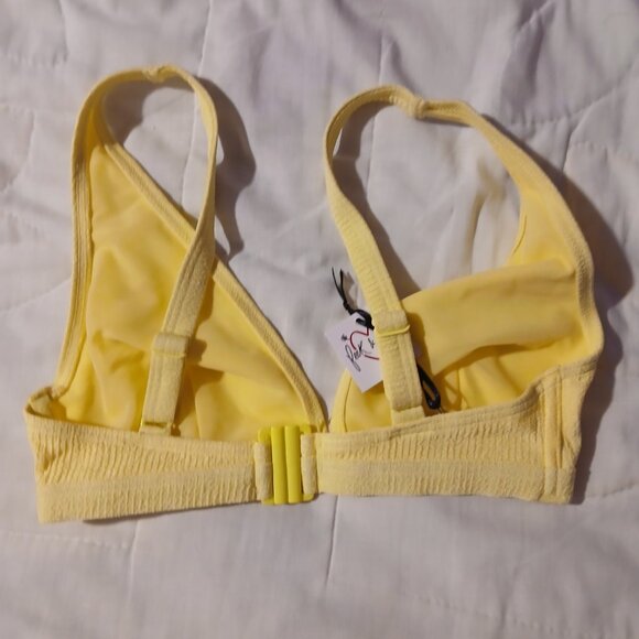 Peek and Beau Women's Fuller Bust  Ribbed Triangle  Bikini Top NWT Lemon - Picture 10 of 10